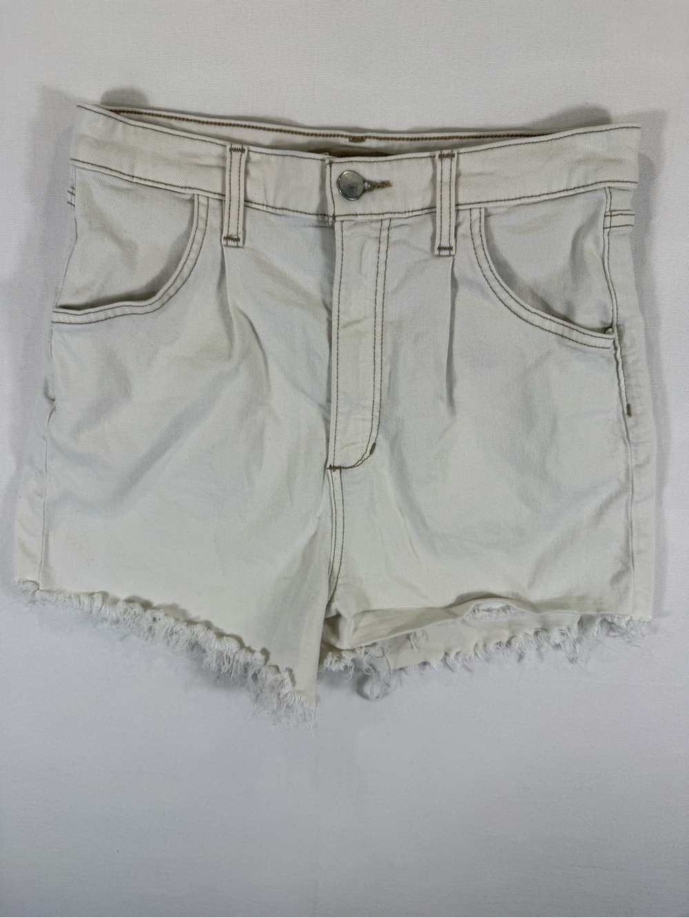 Joe's Jeans Cream Frayed-Hem Denim Shorts